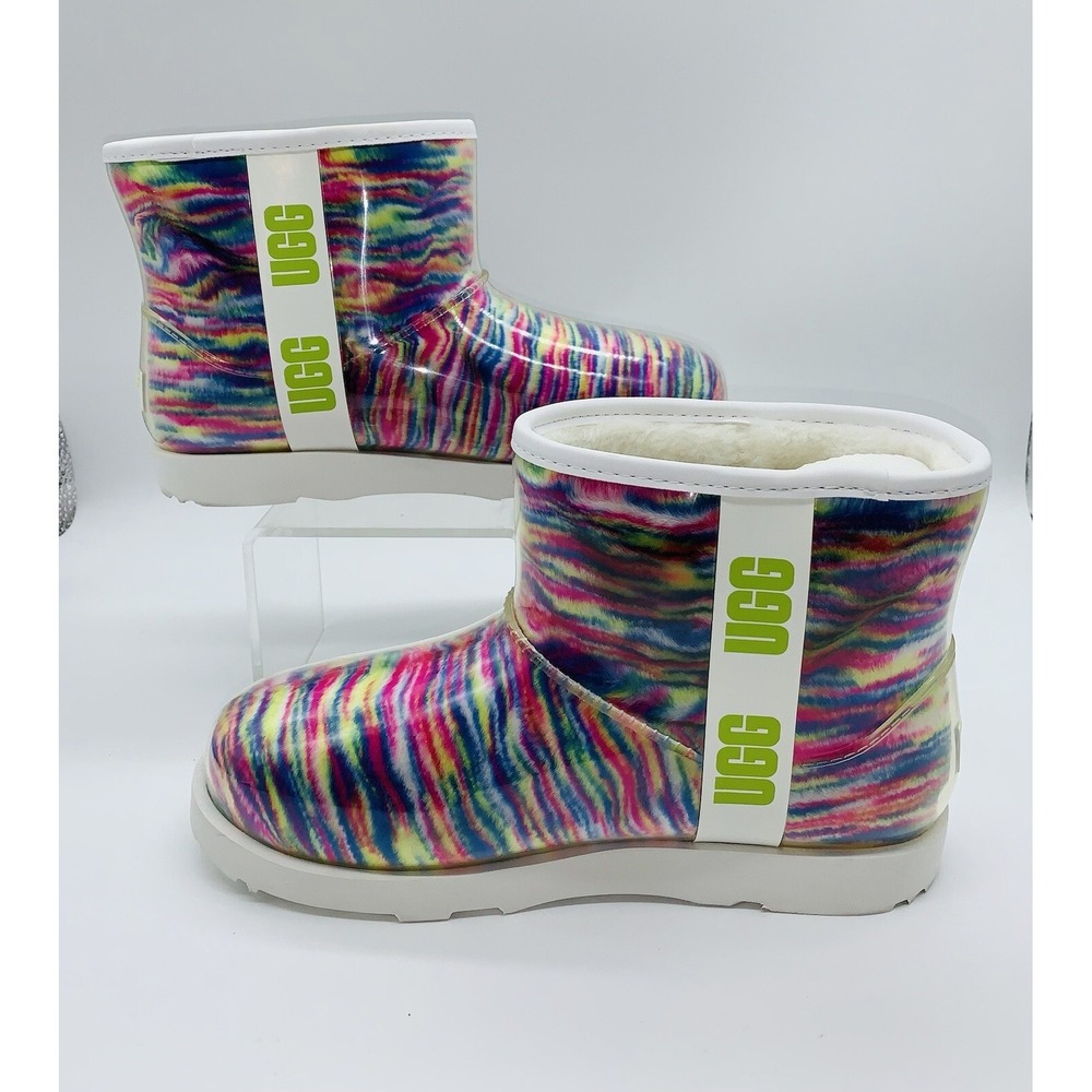 UGG Classics Women's Ankle Boots Clear Mini Pixelate White Waterproof Size 6 NEW - Picture 3 of 10